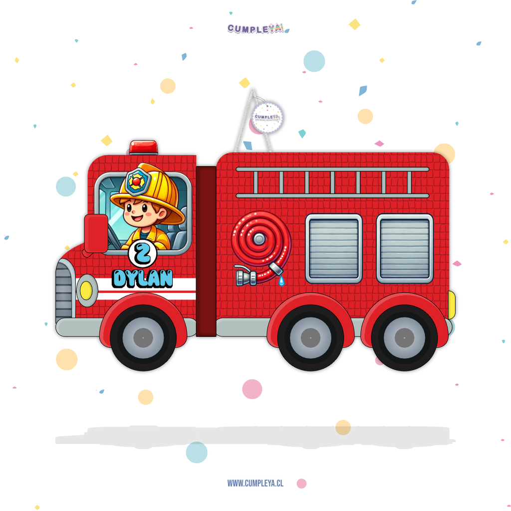 PIÑATA CAMIÓN DE BOMBEROS 60CM PREMIUM