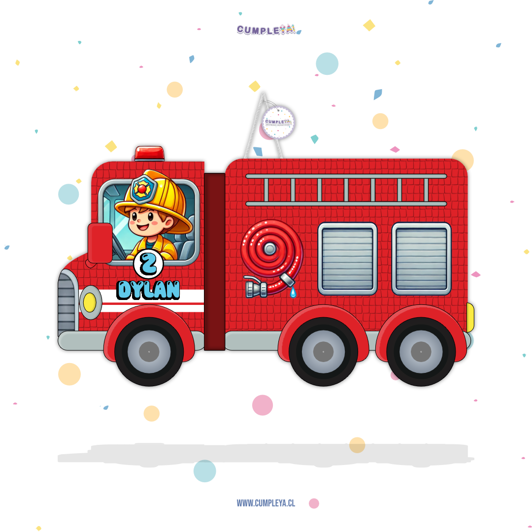 PIÑATA CAMIÓN DE BOMBEROS 60CM PREMIUM
