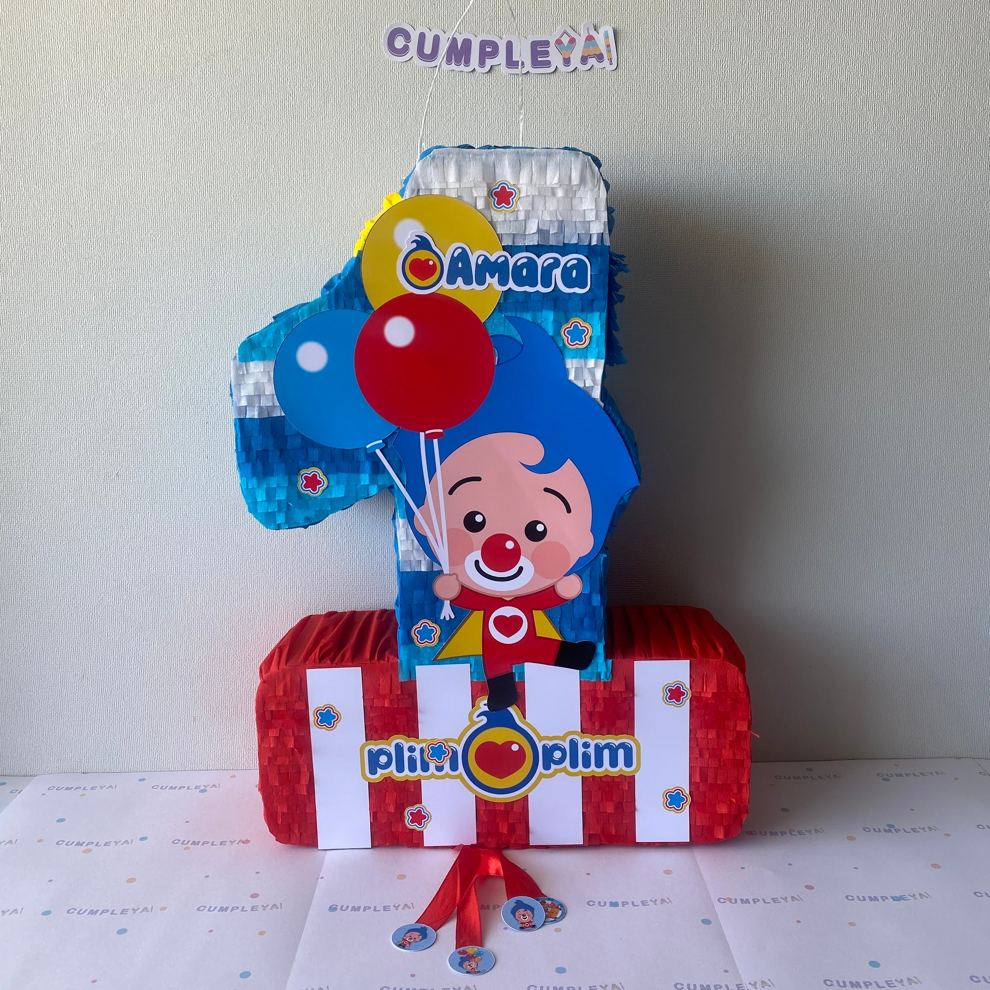 PIÑATA PAYASO PLIM PLIM NÚMERO 1 60CM PREMIUM