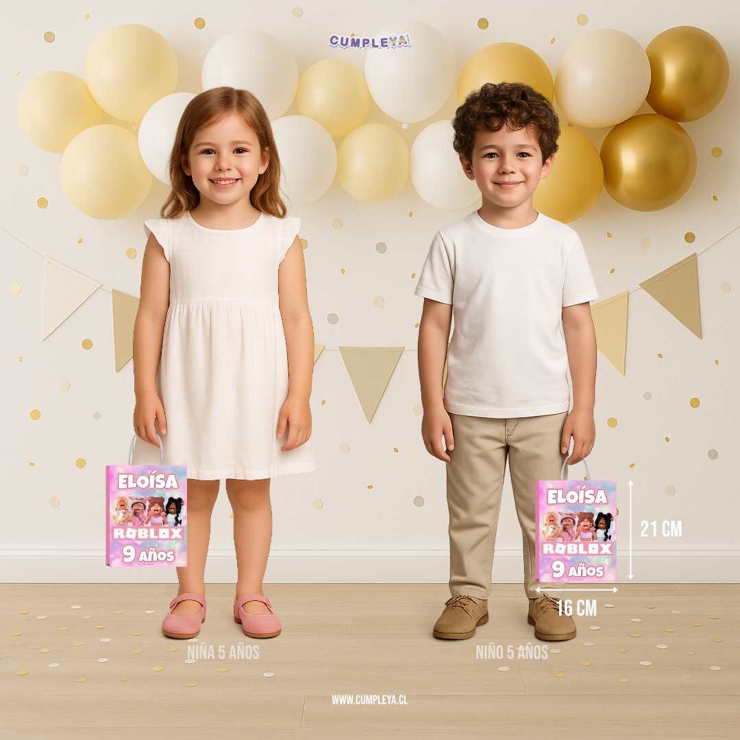 BOLSA SORPRESA ROBLOX NIÑA PERSONALIZADO 16X21X8CM