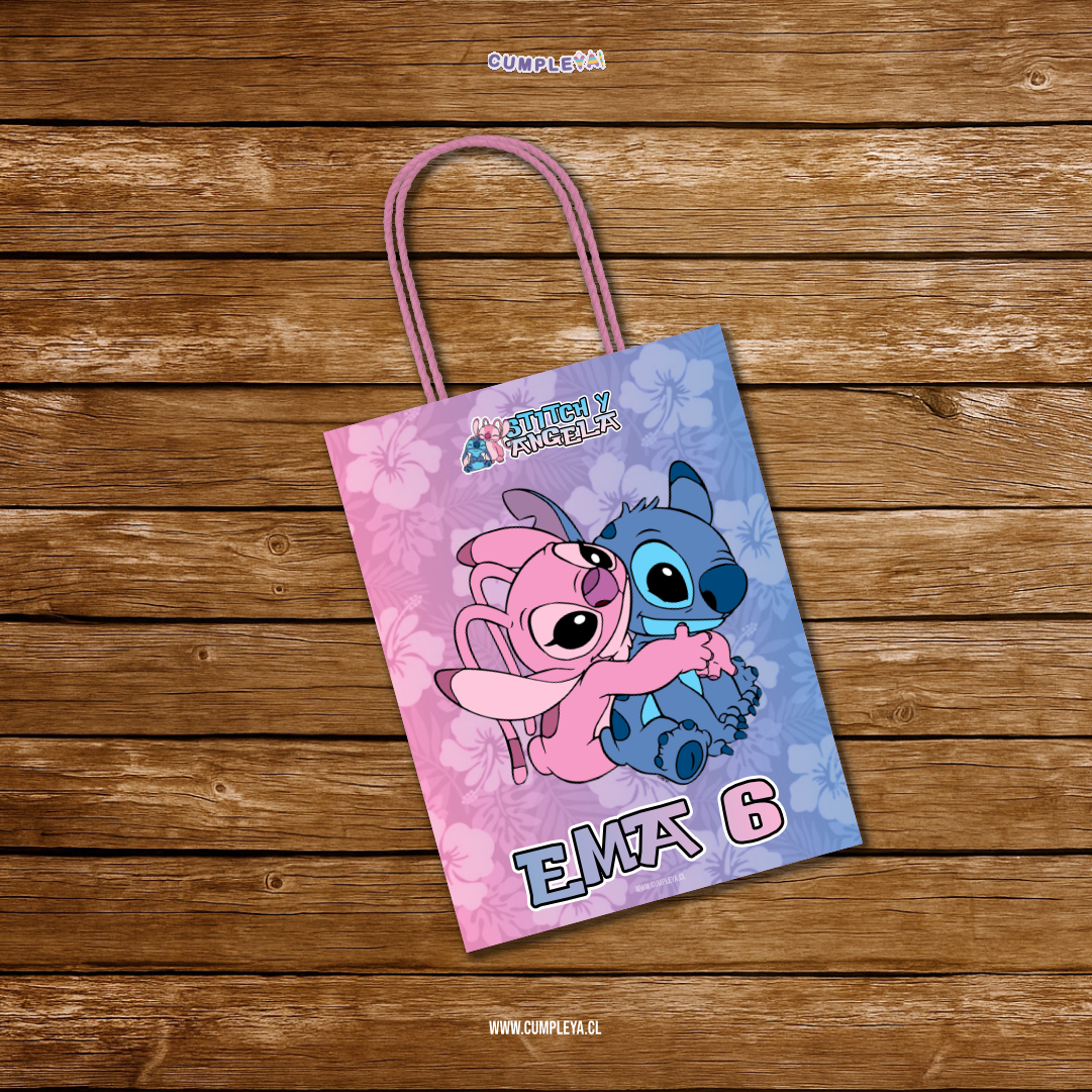 BOLSA SORPRESA STITCH Y ANGELA PERSONALIZADO 16X21X8CM