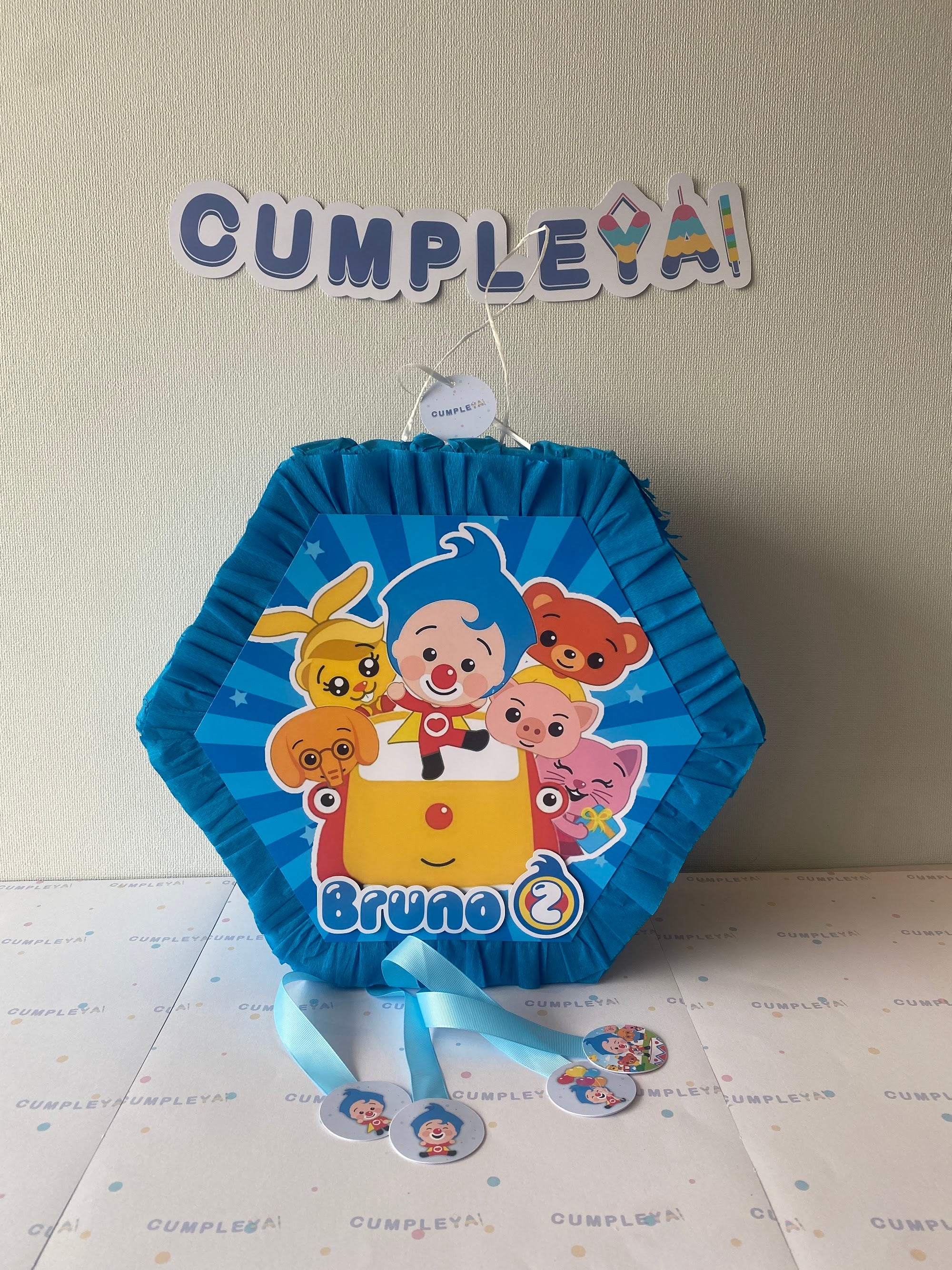 PIÑATA PLIM PLIM HEXAGONAL EXPRÉS 40CM