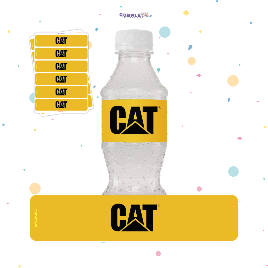 STICKER CAT PARA BOTELLA 250ML 18X3, 5CM SET 12U