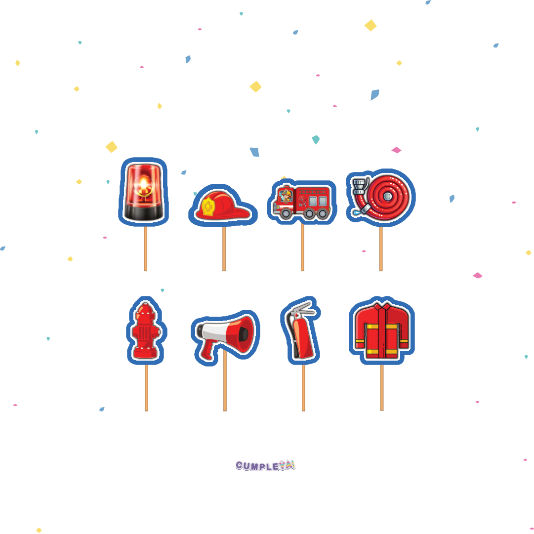 TOPPER BOMBEROS MINI 6CM - SET X8