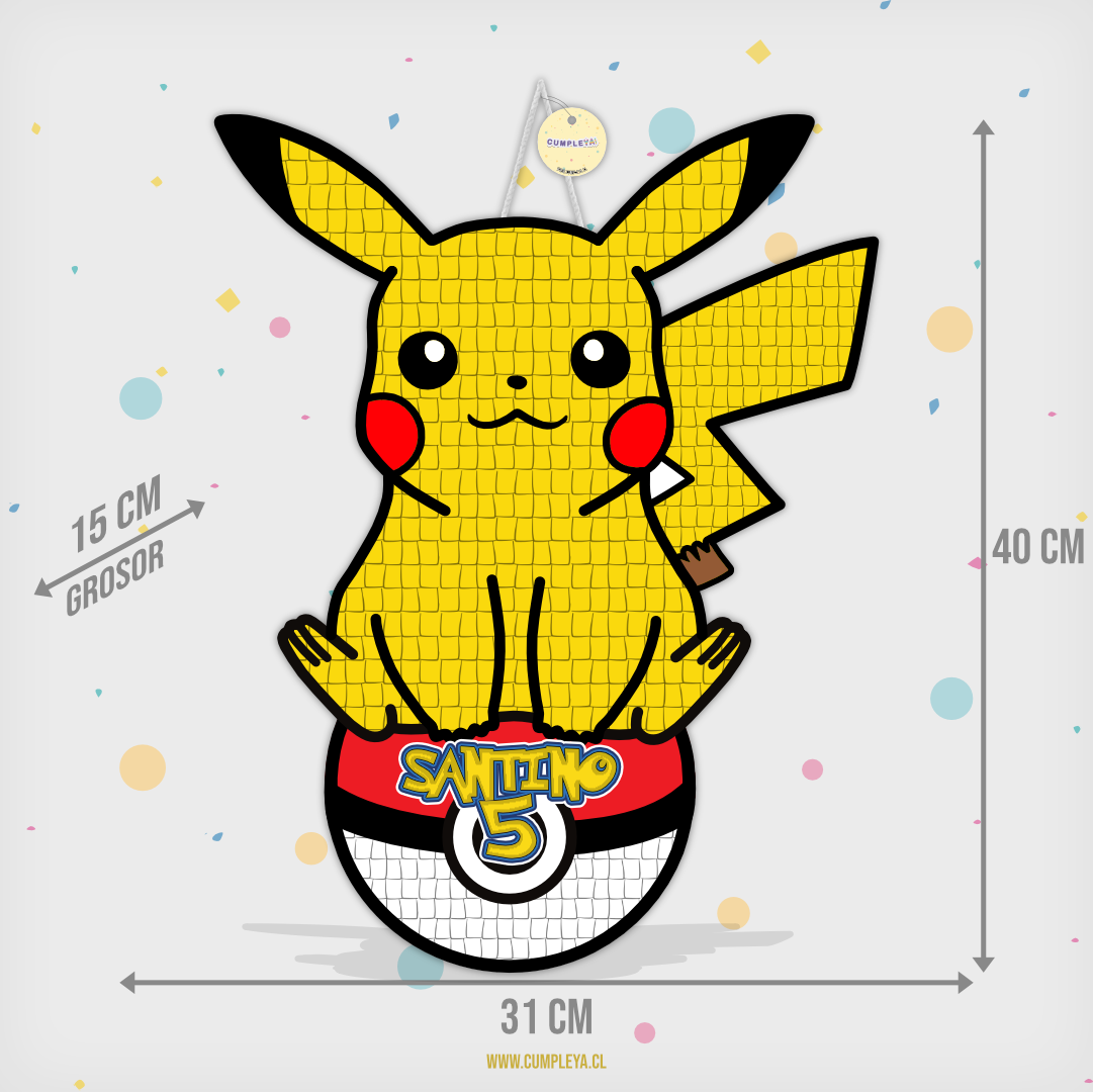 PIÑATA PIKACHU CON POKEBOLA 40CM PREMIUM