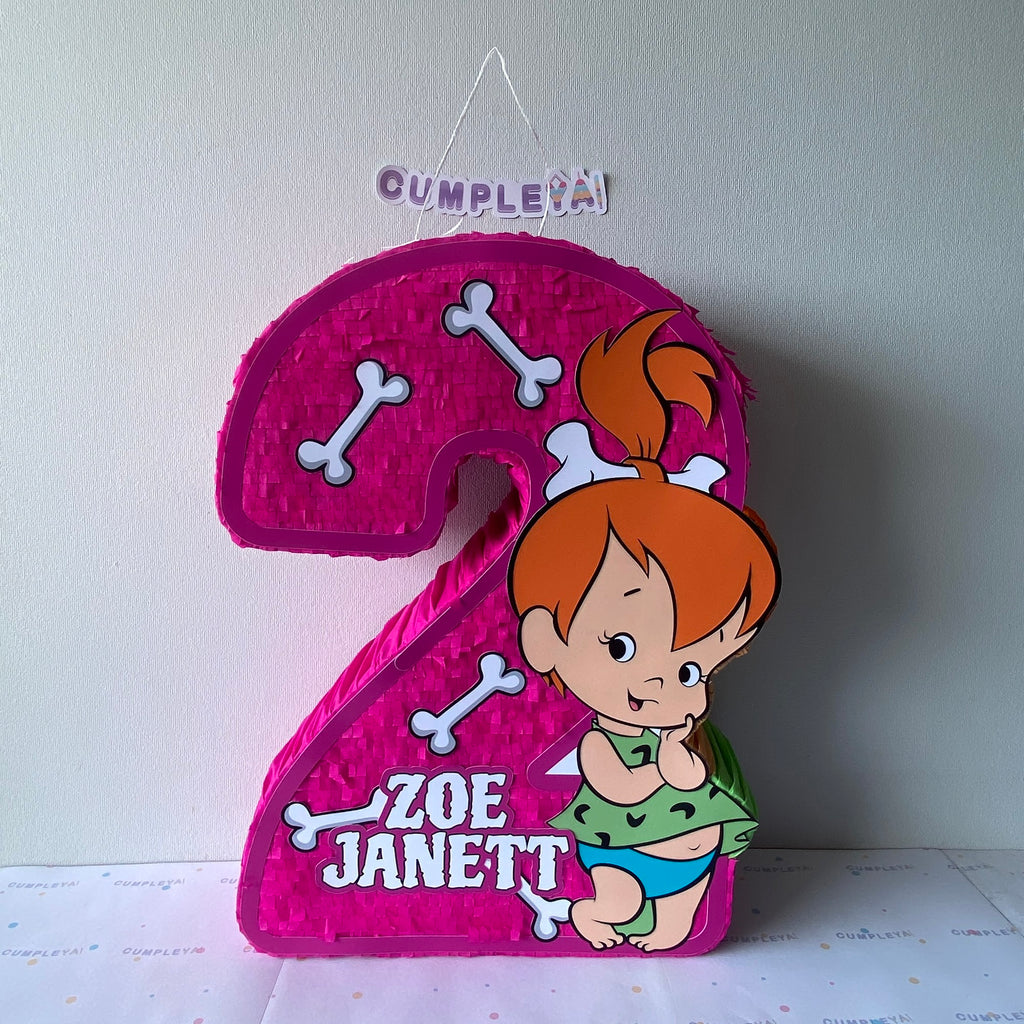 PIÑATA NUMERO 2 DE PEBBLES DE LOS PICAPIEDRAS 60CM PREMIUM