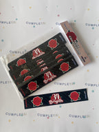 STICKER PARA BOTELLA 12 U FLORES NEGRAS Y ROJAS