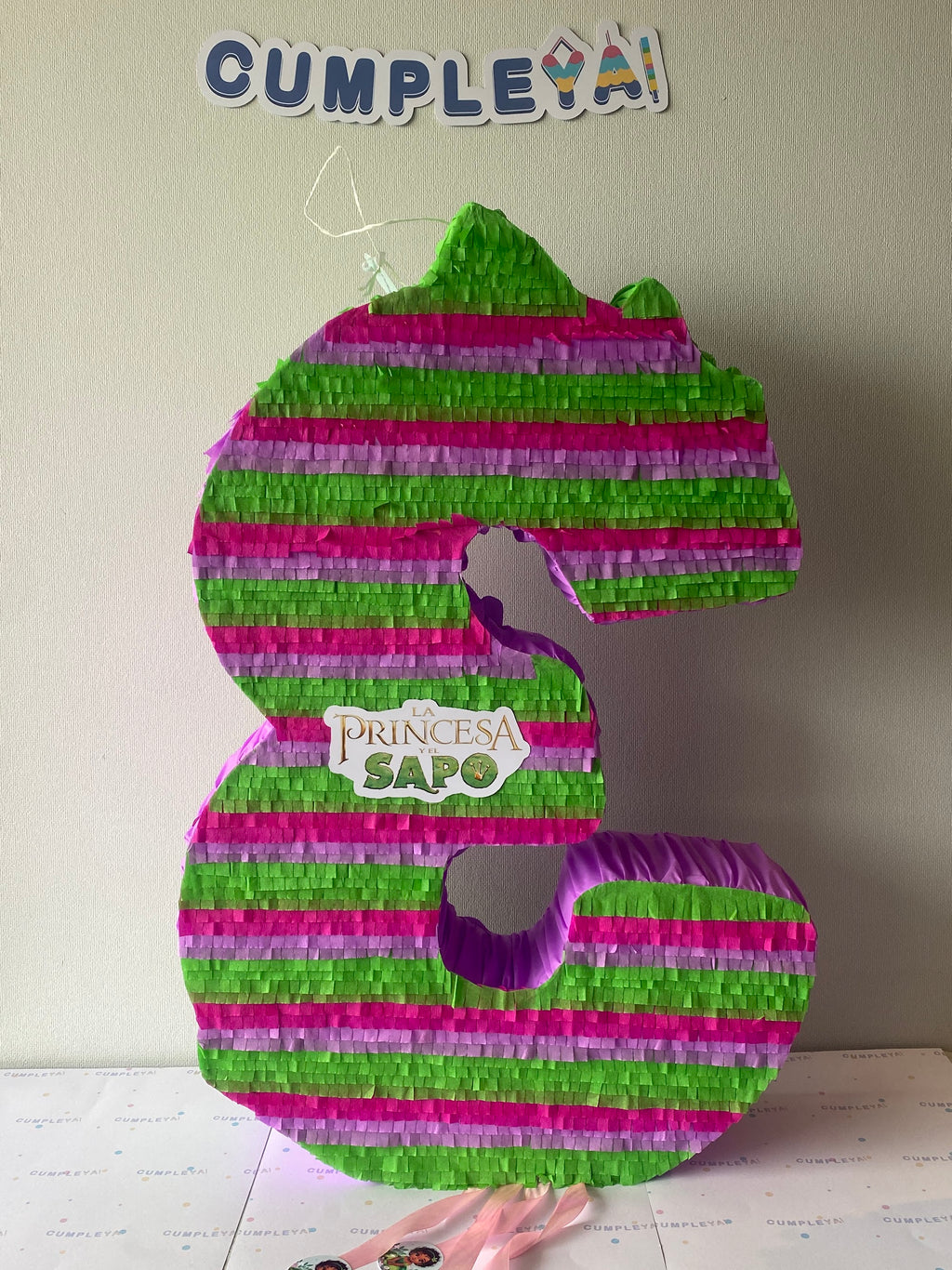 PIÑATA NUMERO 3 PRINCESA TIANA BEBE 60CM PREMIUM