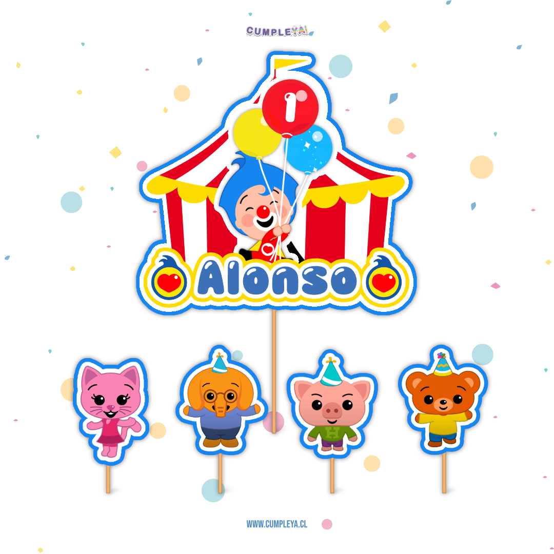 TOPPER PAYASO PLIM PLIM 15CM + 4U 6CM