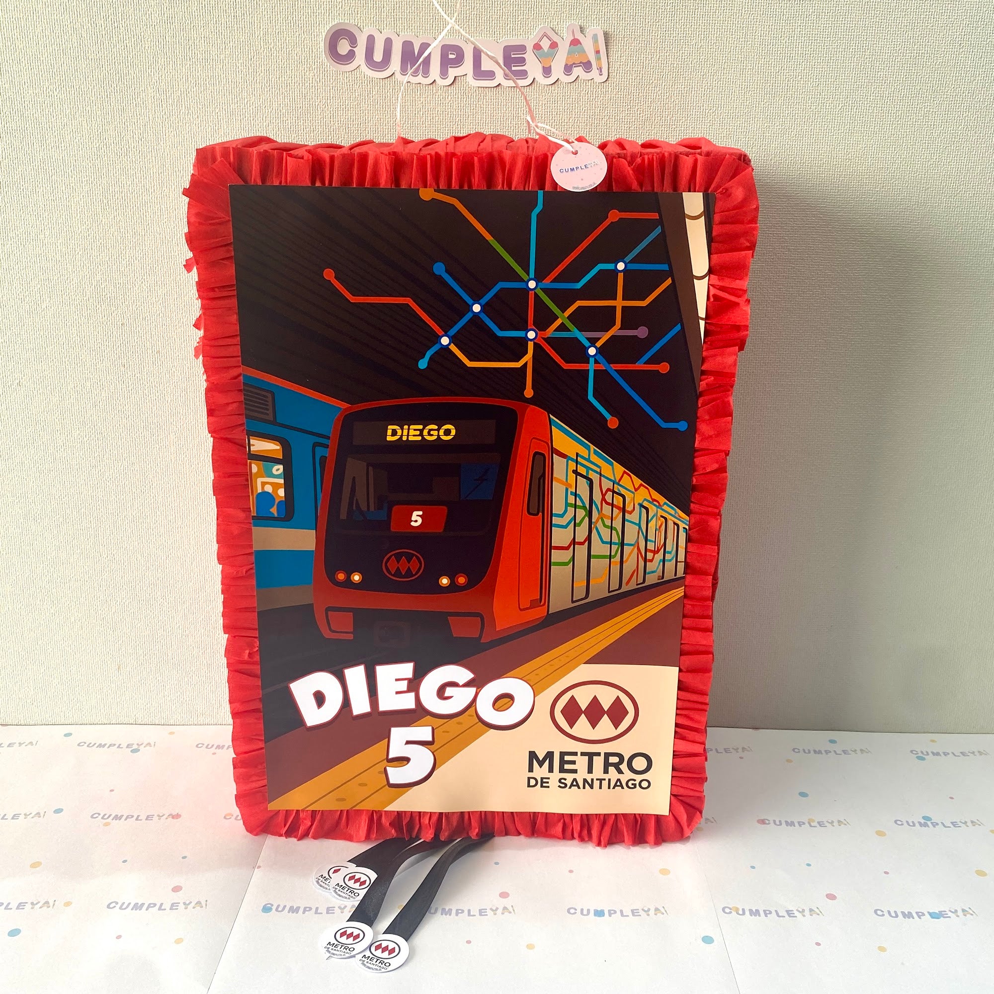 PIÑATA LOGO METRO SANTIAGO RECTANGULAR EXPRÉS 50CM