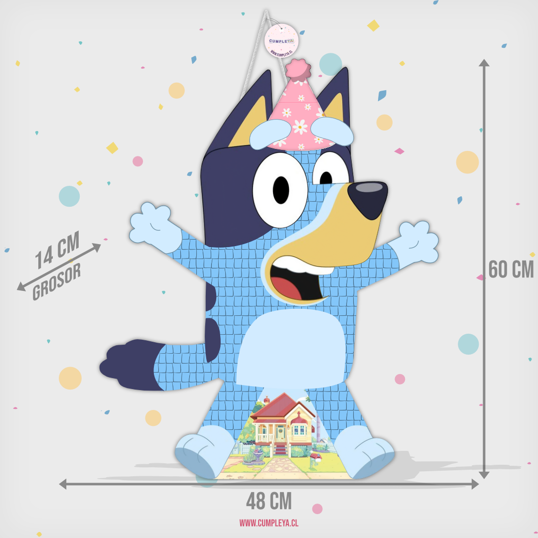 PIÑATA BLUEY CON GORRITO 60CM PREMIUM
