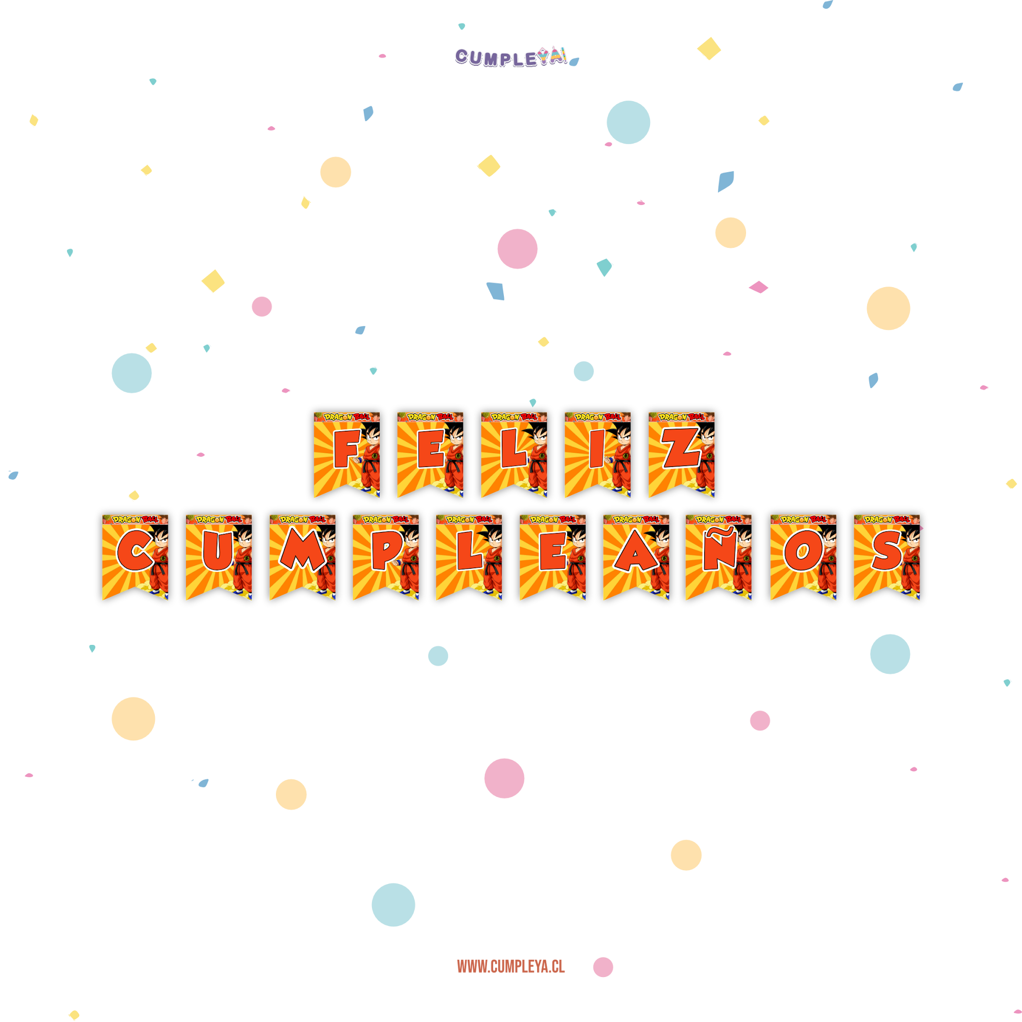 BANDERIN GOKU NIÑO FELIZ CUMPLEAÑOS 11X14CM 15U