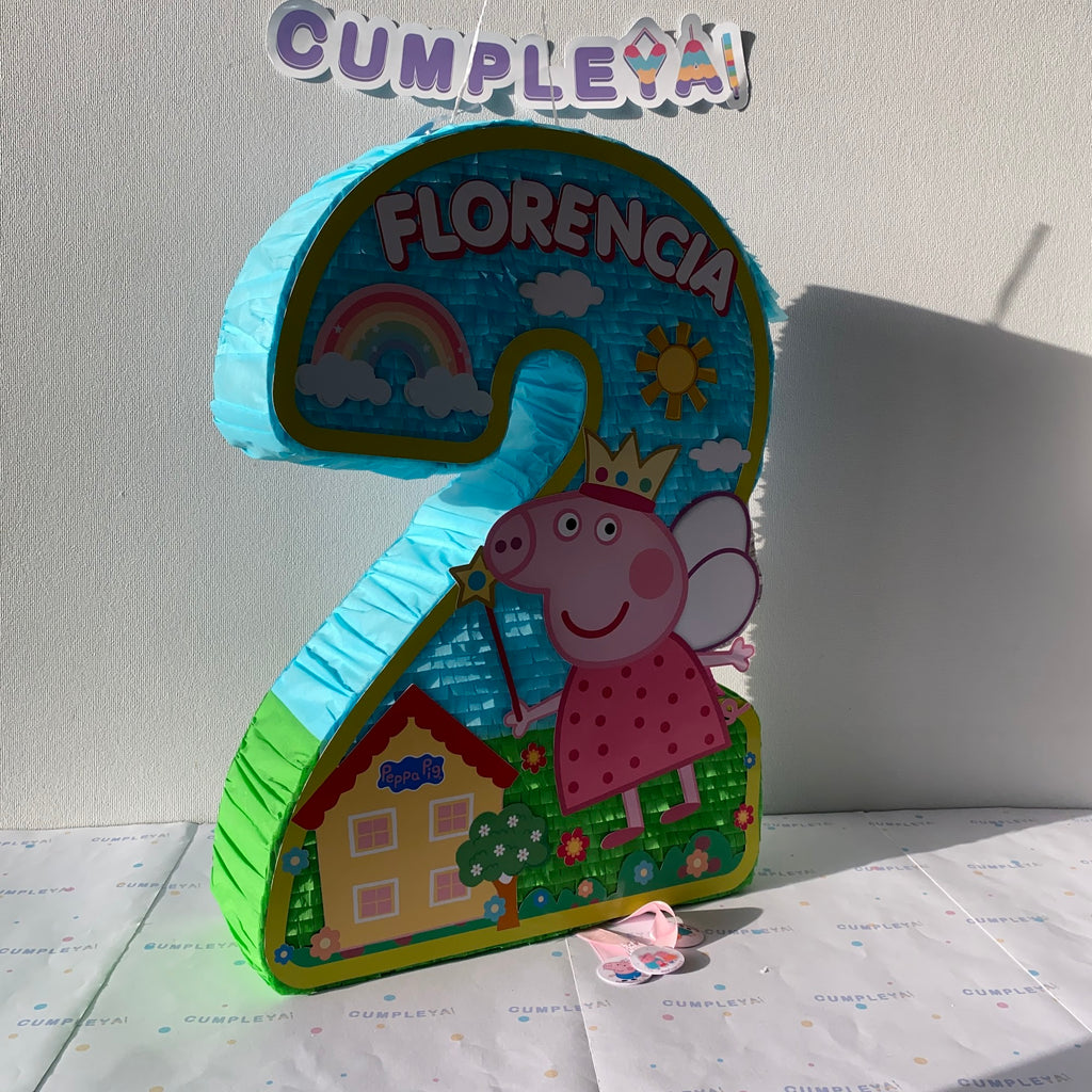 PIÑATA NUMERO 2 DE PEPPA PIG 60CM PREMIUM