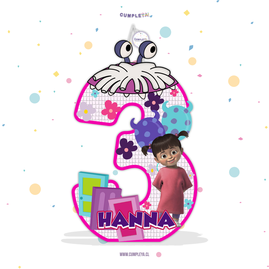 PIÑATA NUMERO 3 MONSTER INC 60CM PREMIUM