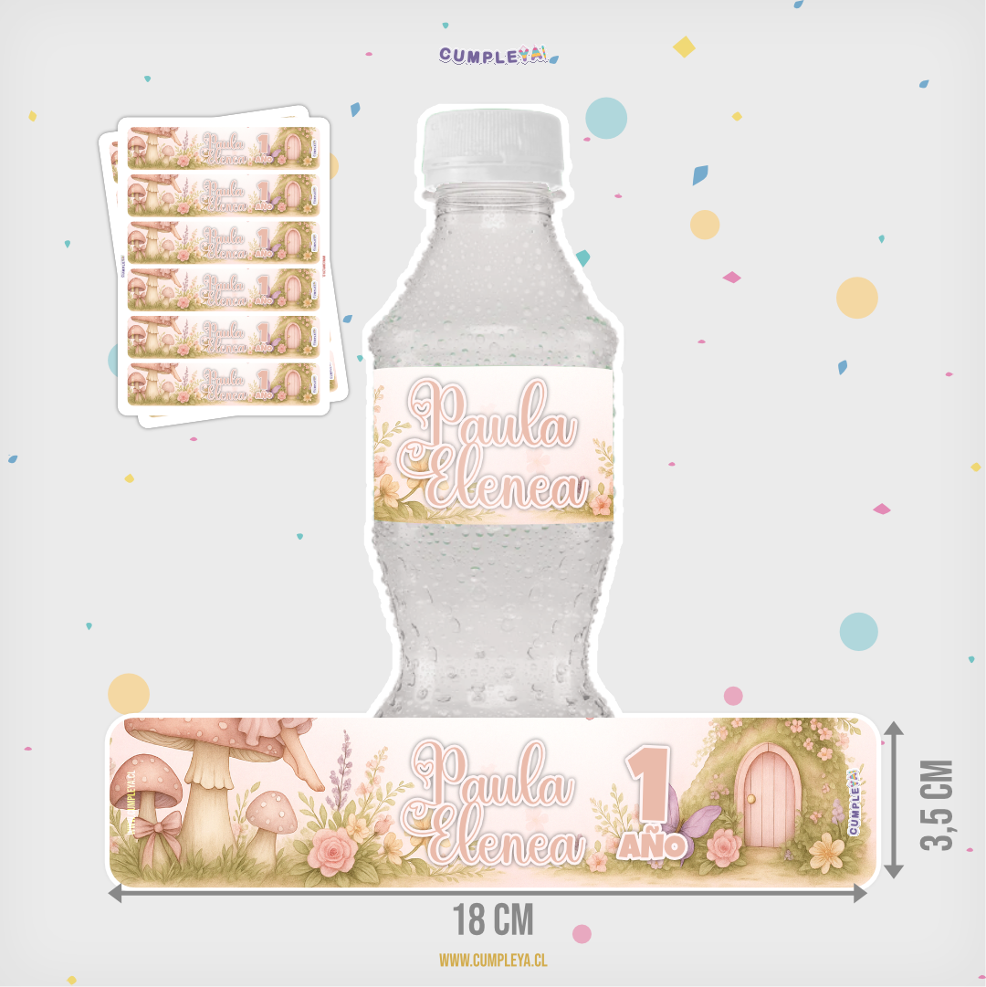 STICKER HADA PARA BOTELLA 250ML 18X3, 5CM SET 12U TEMÁTICO
