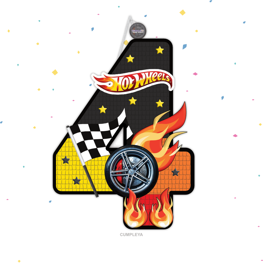 PIÑATA NUMERO 4 DE HOT WHELLS 60CM PREMIUM