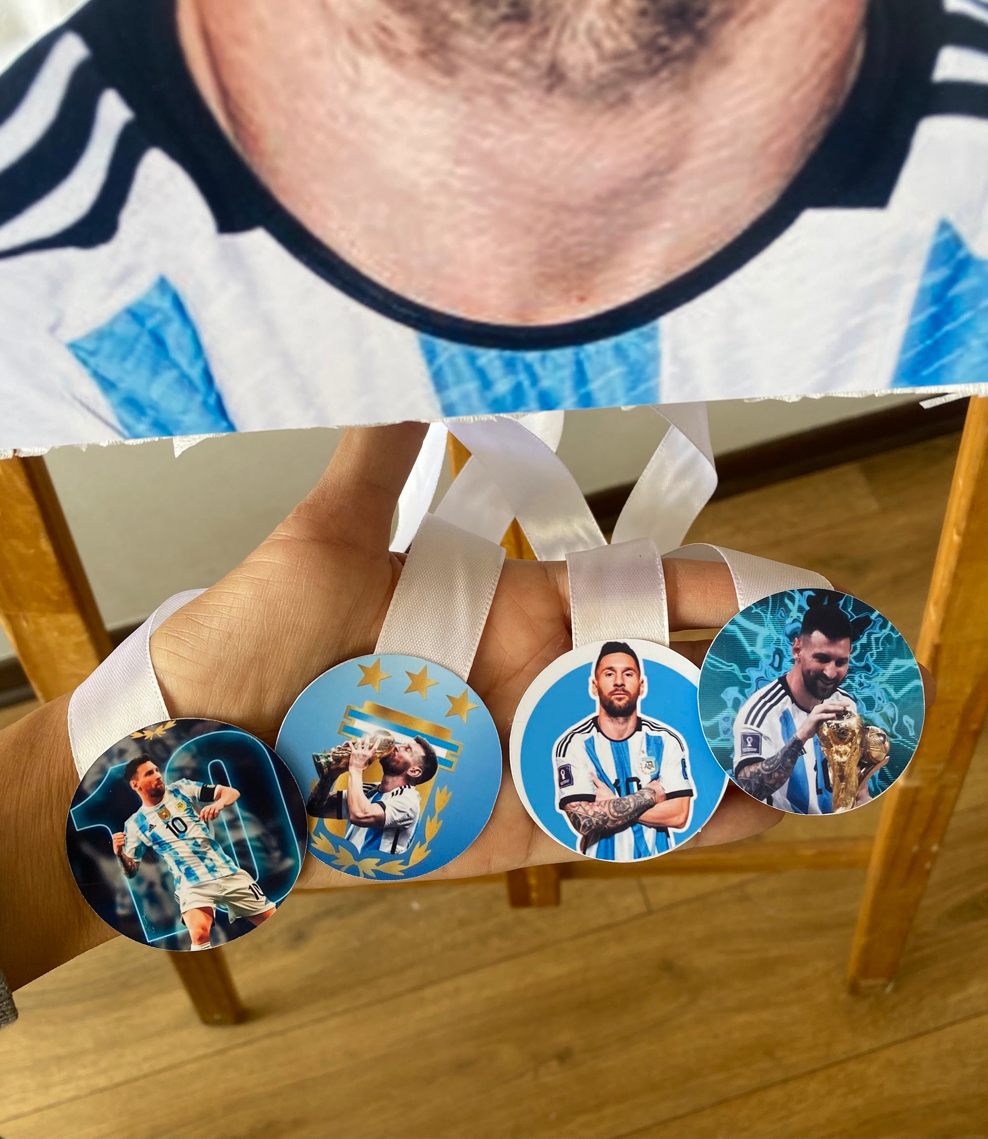 PIÑATA CAMISA DE MESSI CON CARA DE MESSI 60CM PREMIUM
