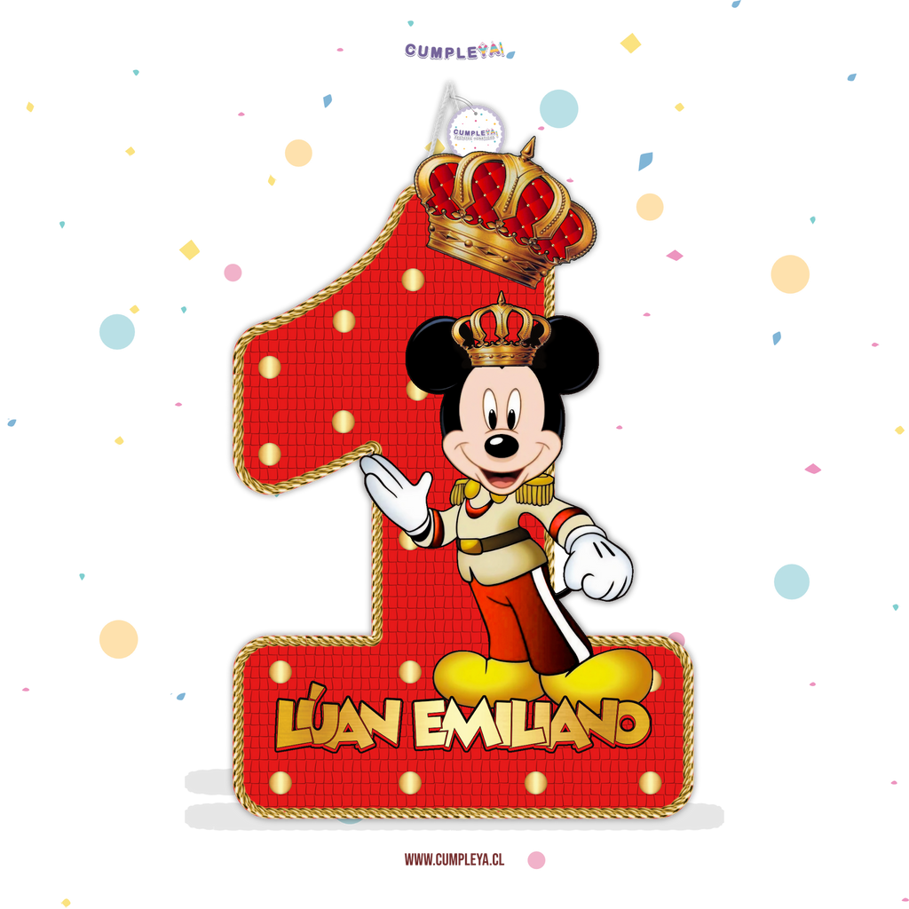 PIÑATA MICKEY REY ROJO NUMERO 1 60CM PREMIUM