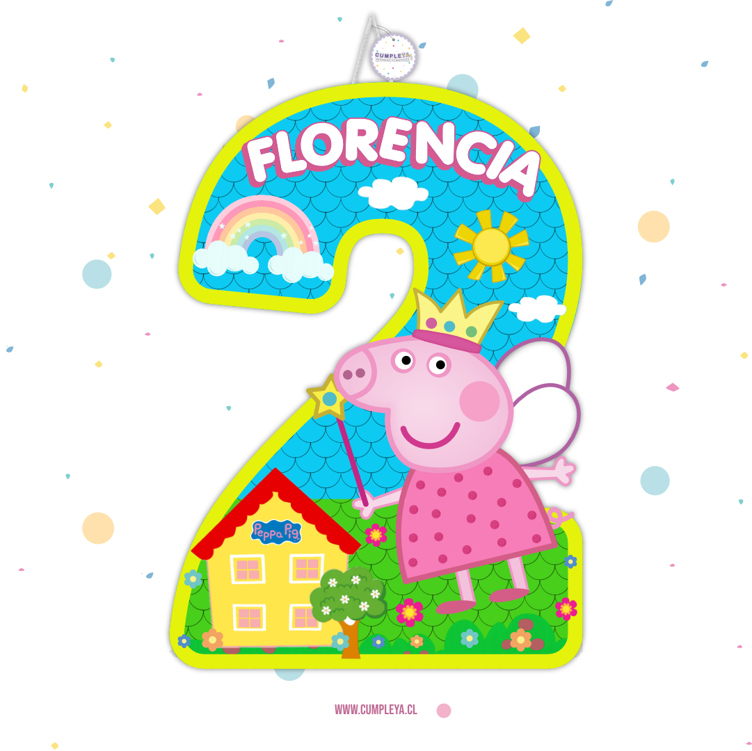 PIÑATA NUMERO 2 DE PEPPA PIG 60CM PREMIUM