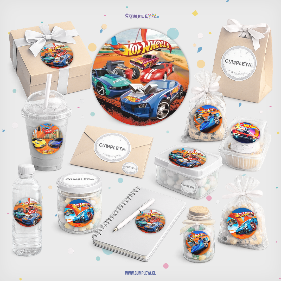 30 STICKER CIRCULARES 5 X 5 CM HOT WHEELS