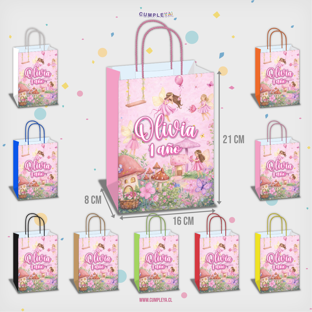 BOLSA SORPRESA 16 × 21 × 8 CM HADA ROSADO