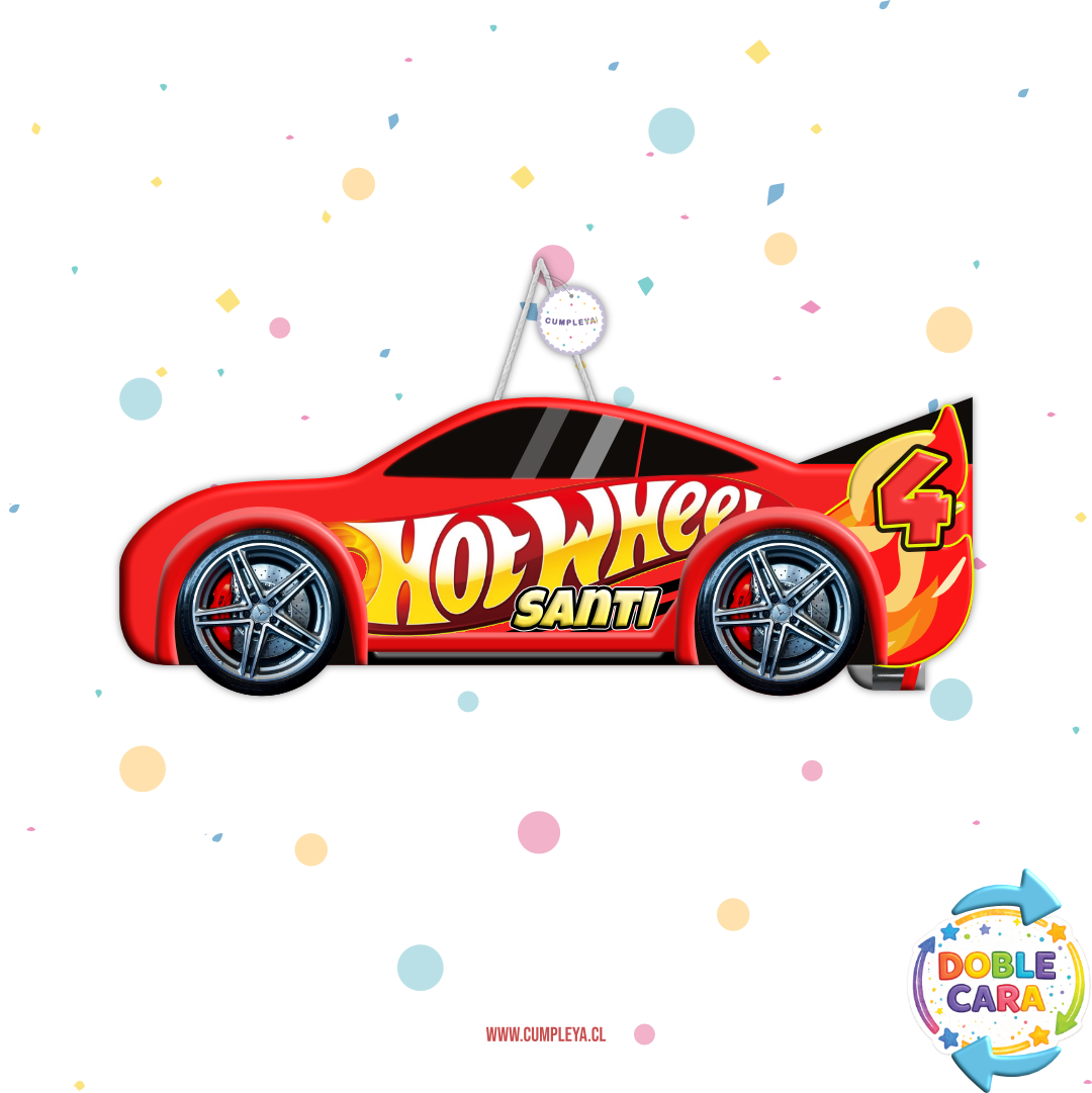 PIÑATA 40 CM AUTO HOT WHEELS ROJO