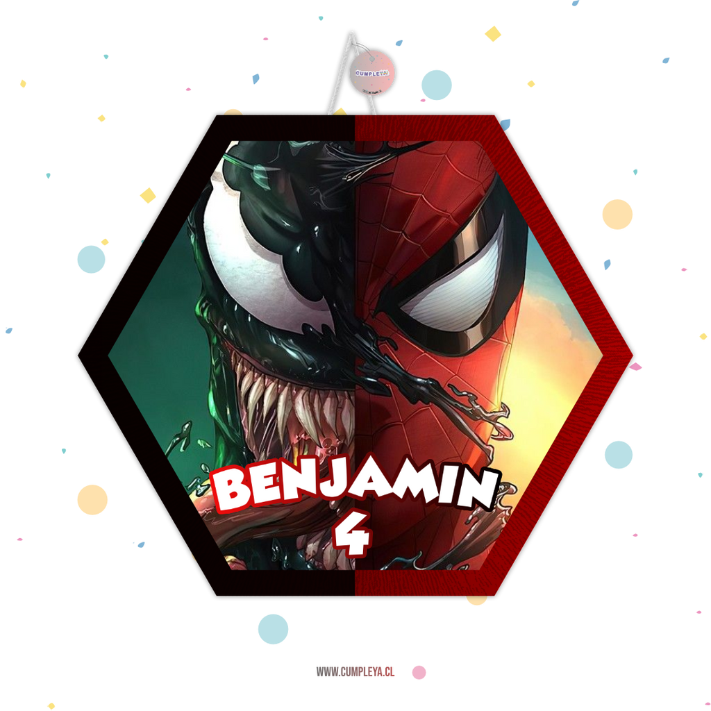 PIÑATA SPIDERMAN Y VENOM HEXAGONAL EXPRÉS 40CM
