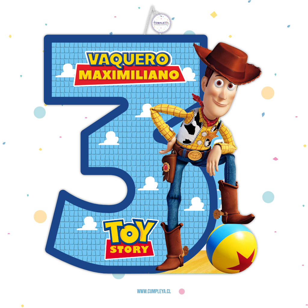 PIÑATA NUMERO 3 WOODY 40CM PREMIUM