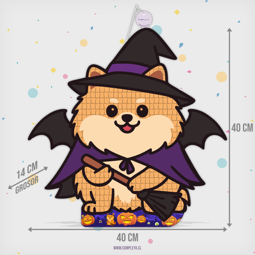 PIÑATA PERRITO POMERANIA HALLOWEEN 40CM PREMIUM