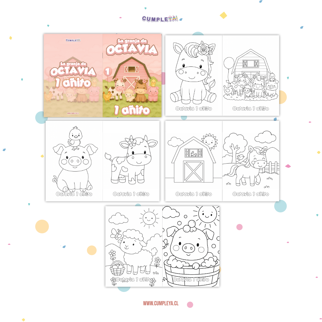 LIBRITO PARA COLOREAR ANIMALITOS DE LA GRANJA ROSADA 8 PAGINAS 11X15CM