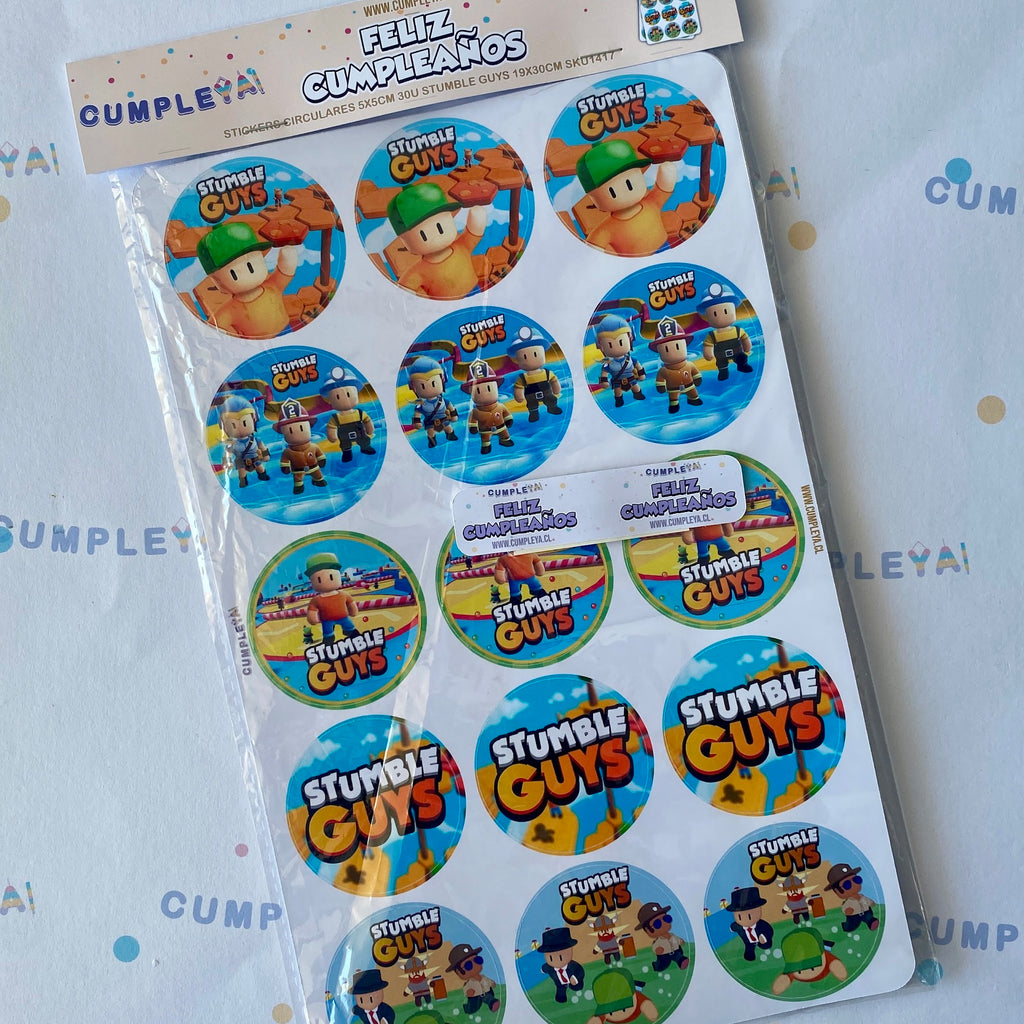 STICKER STUMBLE GUYS CIRCULARES 5X5CM 30U TEMÁTICO