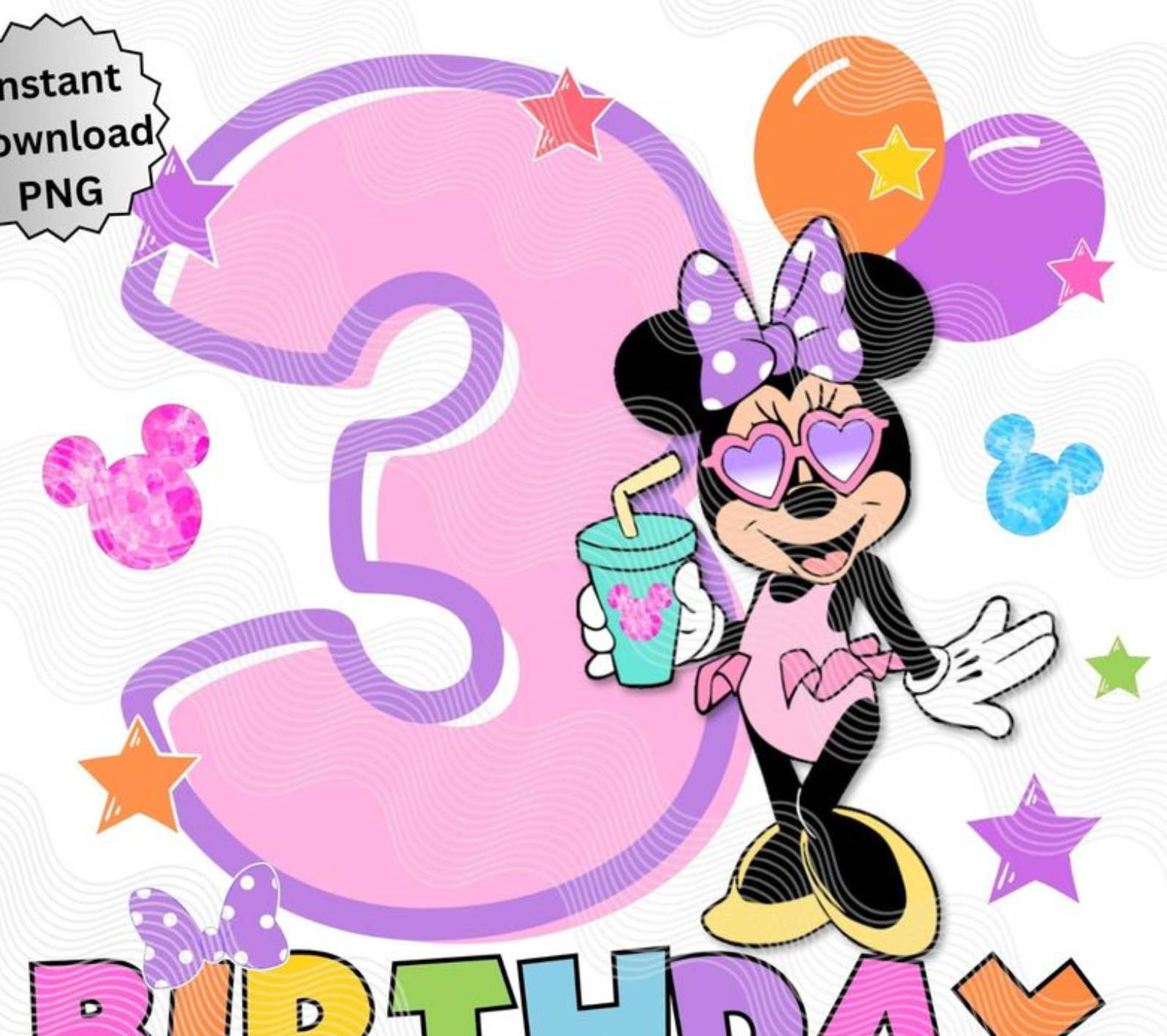 PIÑATA NUMERO 3 MINNIE MOUSE POOL 40CM PREMIUM