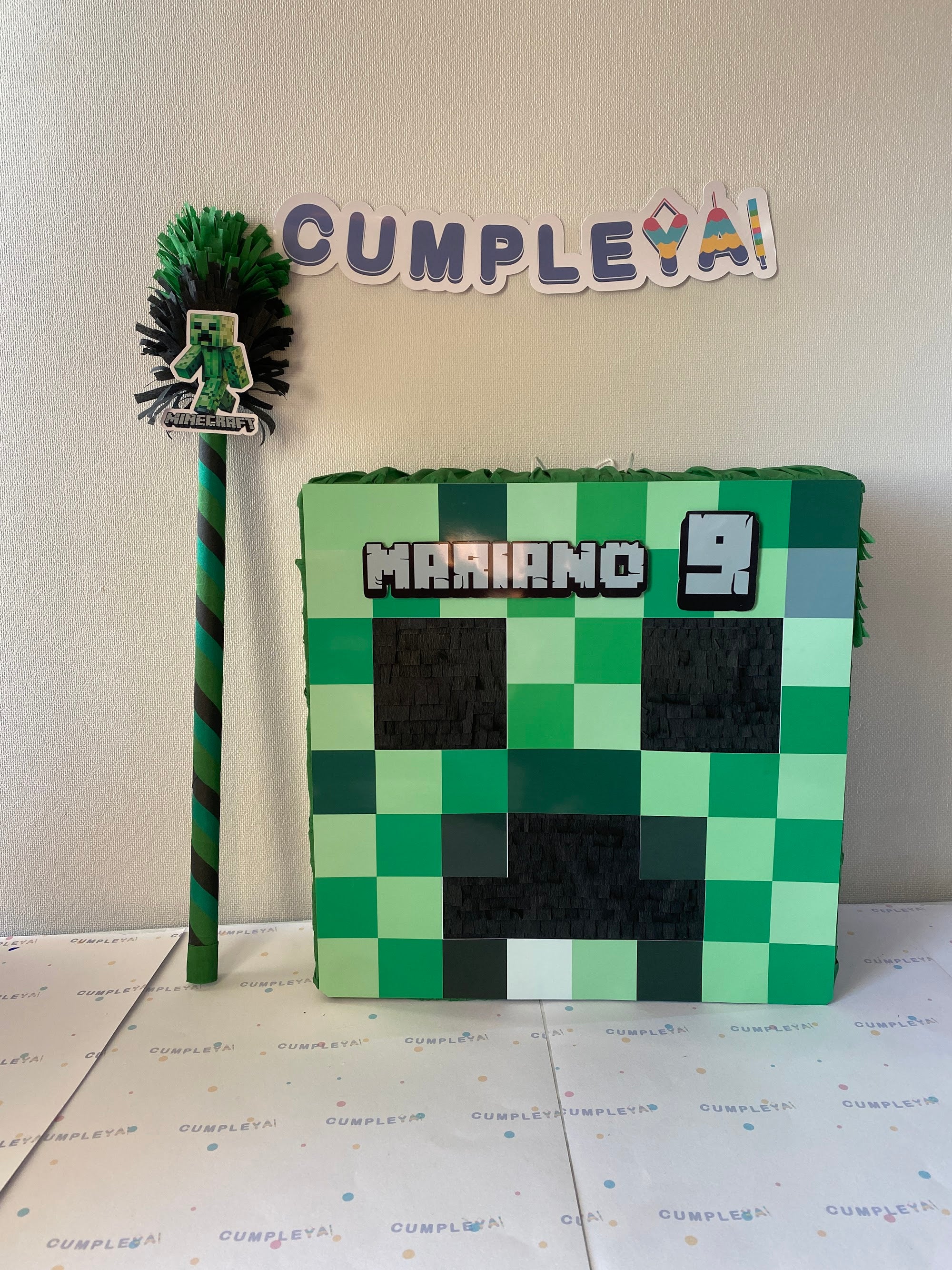PIÑATA CABEZA DE CREEPER 40CM PREMIUM