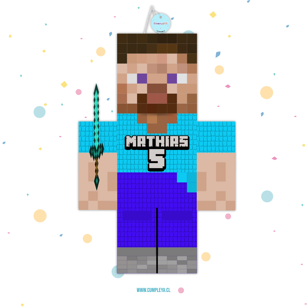 PIÑATA STEVE DE MINECRAFT 60CM PREMIUM