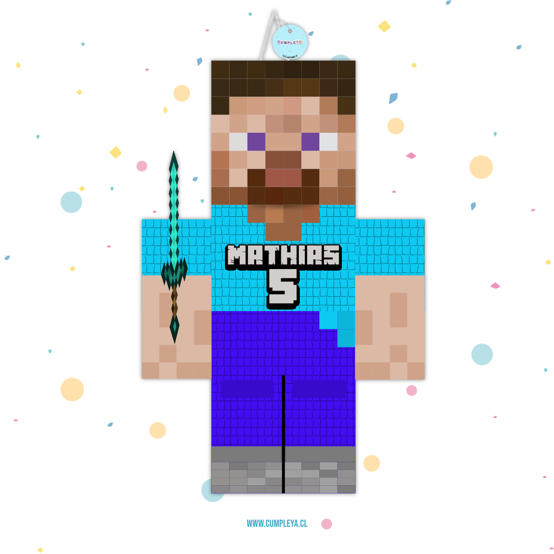 PIÑATA STEVE DE MINECRAFT 60CM PREMIUM