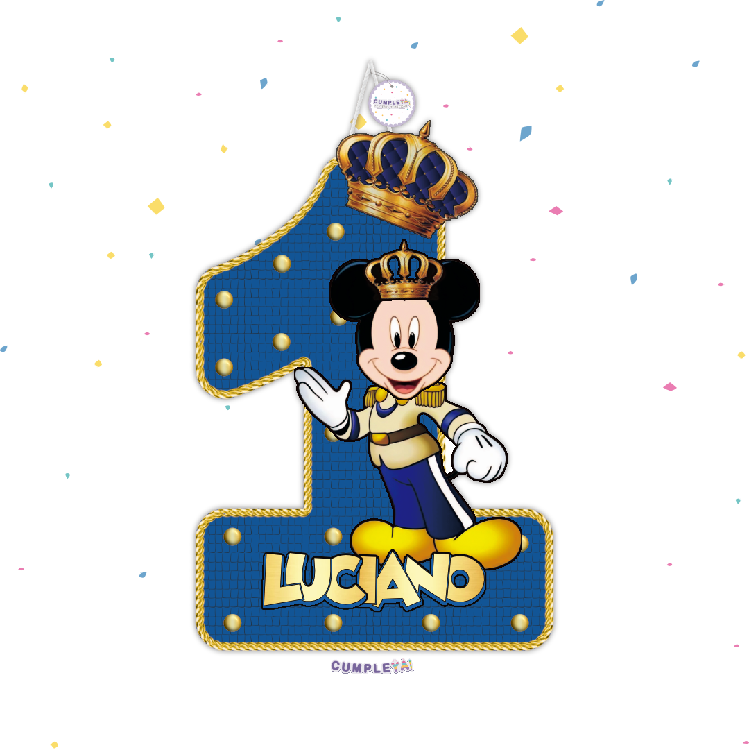 PIÑATA NUMERO 1 MICKEY REY AZUL 60CM PREMIUM