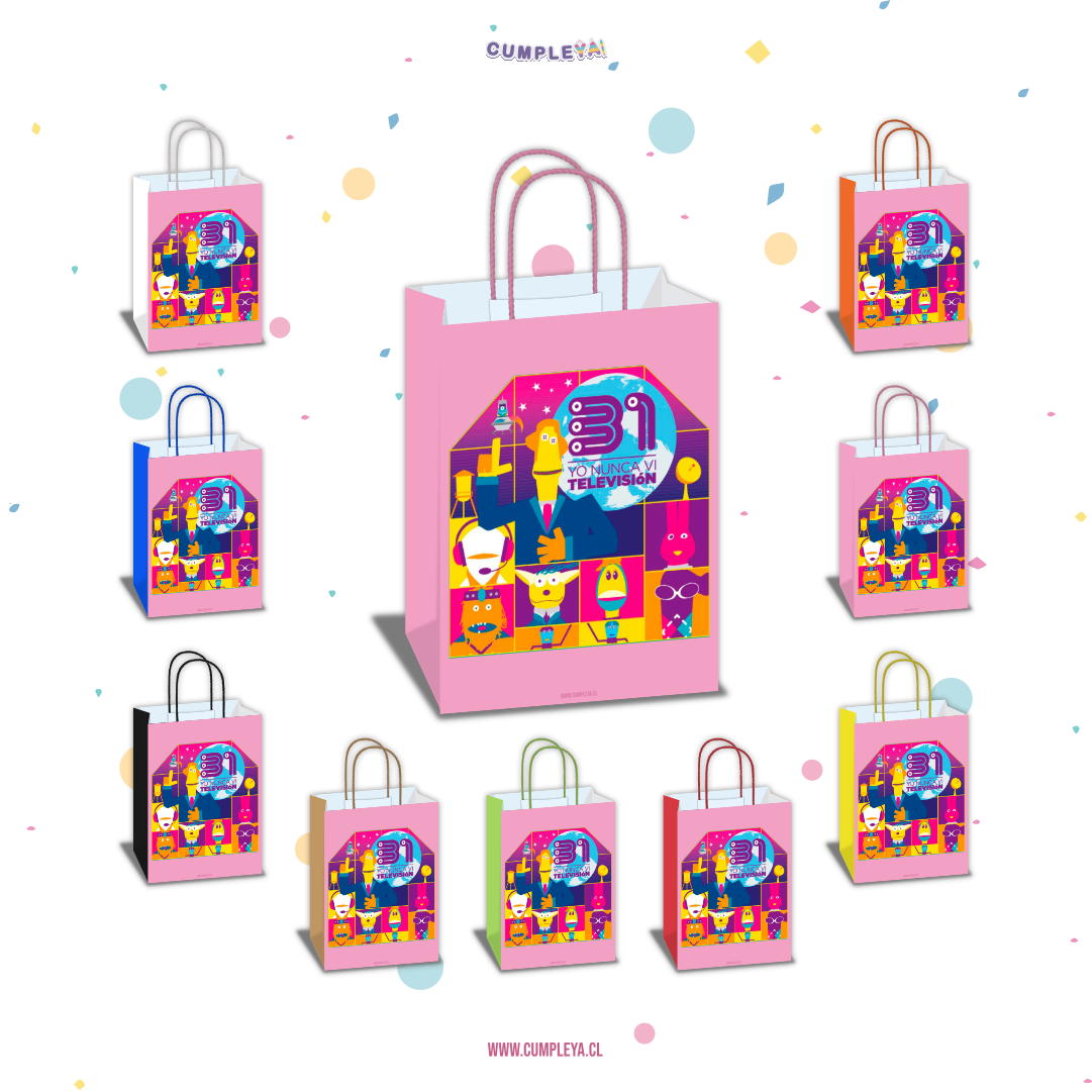 BOLSA SORPRESA 31 NINUTOS COLORES PERSONALIZADO 16X21X8CM