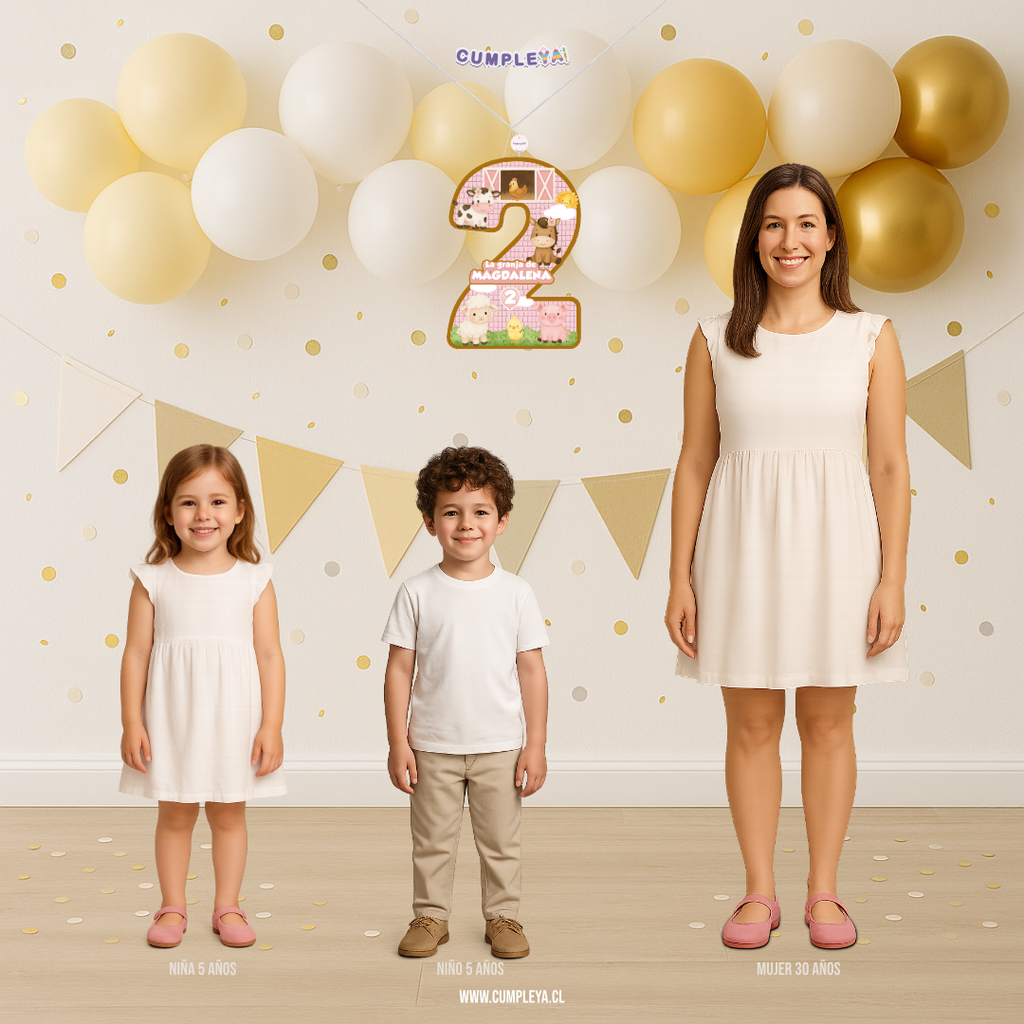 PIÑATA NUMERO 2 ANIMALITOS DE LA GRANJA 40CM PREMIUM