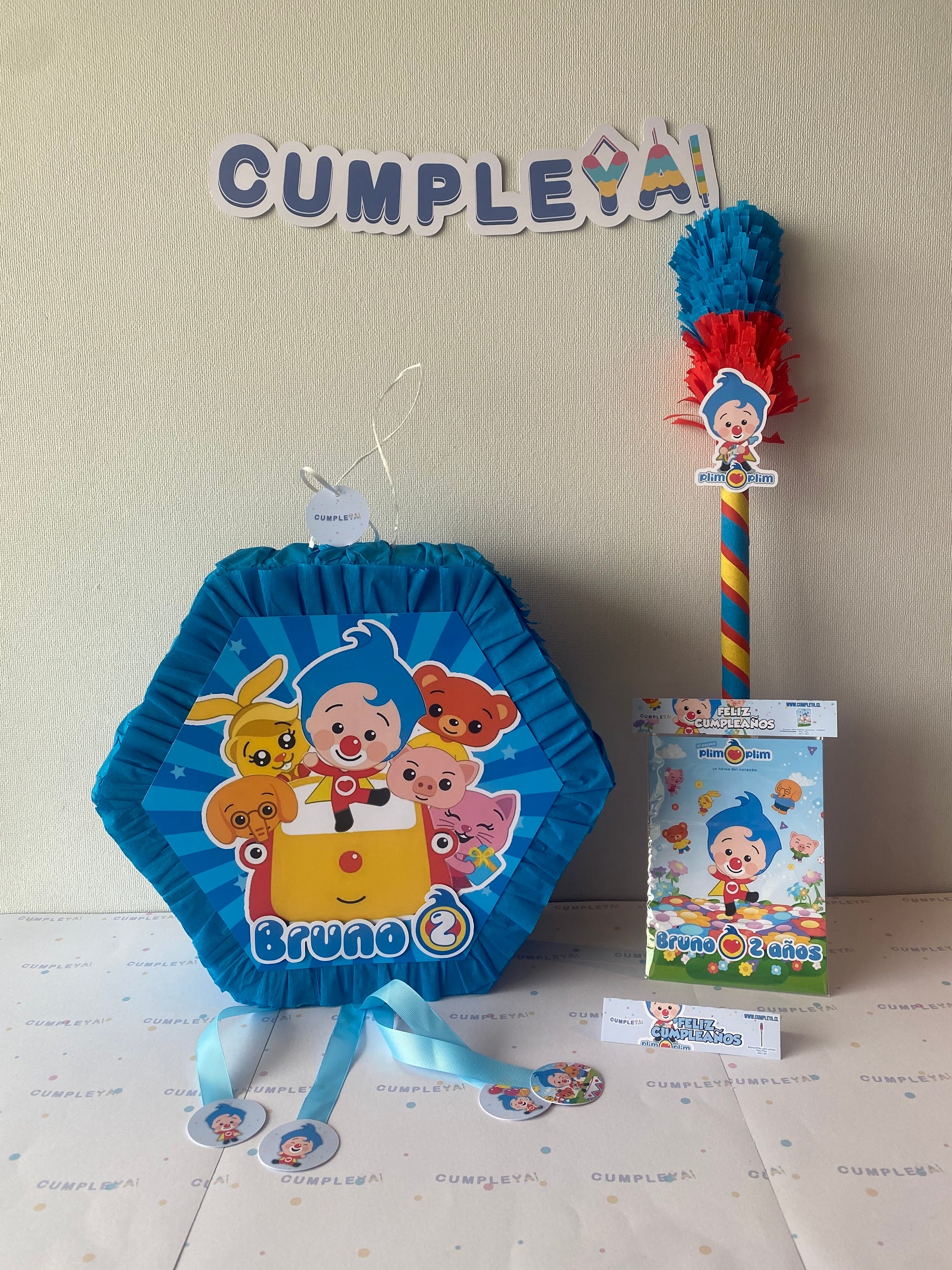 PIÑATA PLIM PLIM HEXAGONAL EXPRÉS 40CM