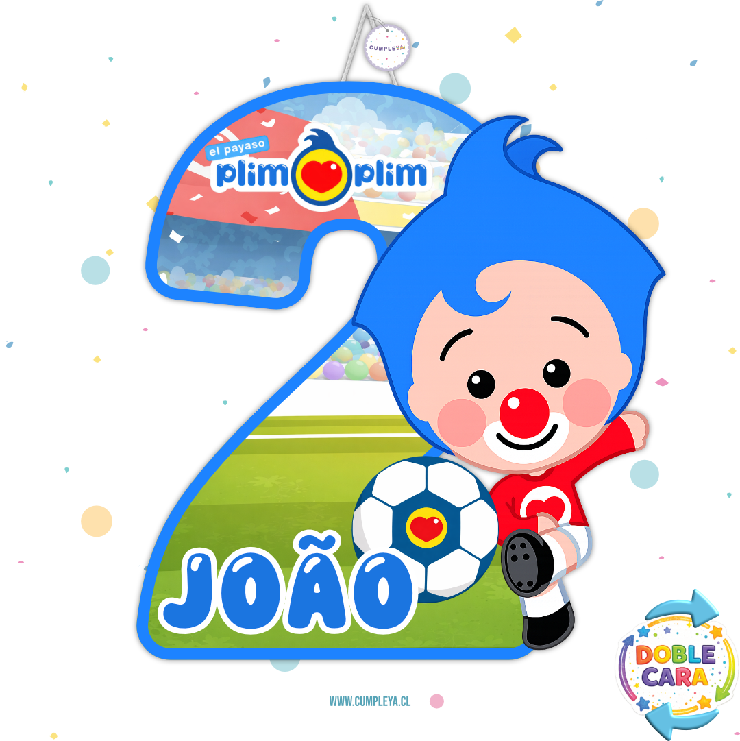 PIÑATA 40 CM NUMERO 2 CON PLIM PLIM FUTBOL