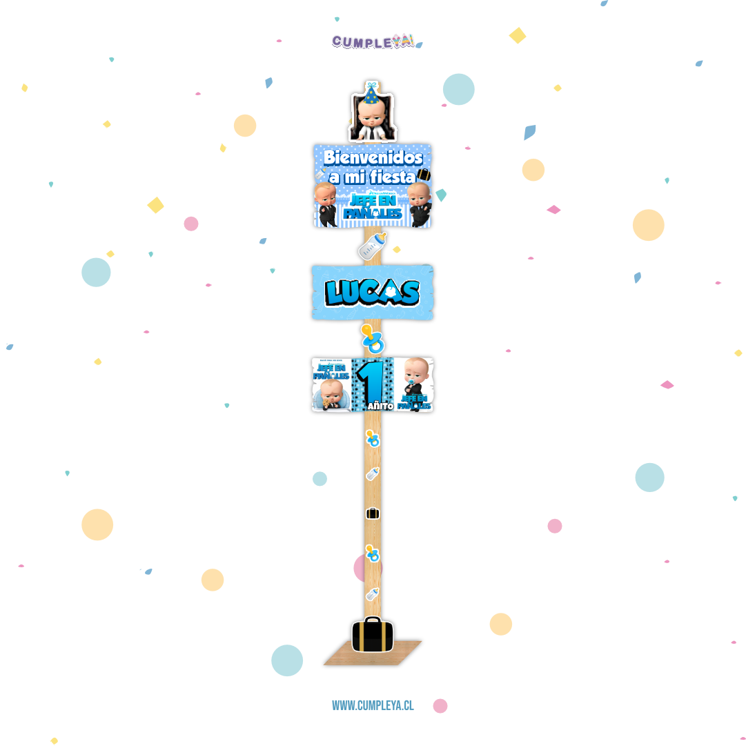 LETRERO JEFE EN PAÑALES DE BIENVENIDA 30X140CM TEMÁTICO