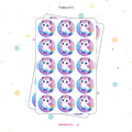 30 STICKER CIRCULARES 5 X 5 CM GATITO ARCOIRIS