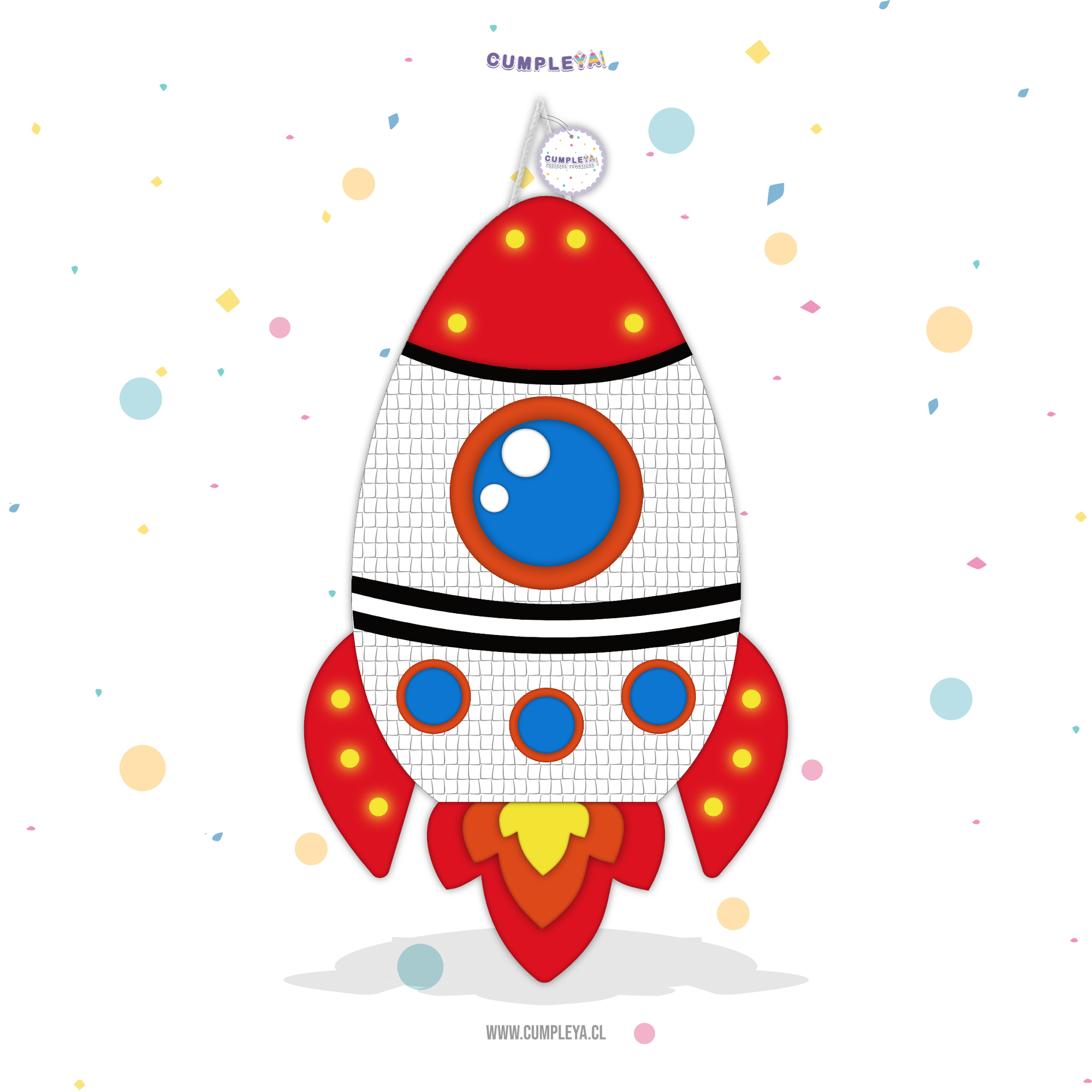 PIÑATA COHETE ESPACIAL 60CM PREMIUM