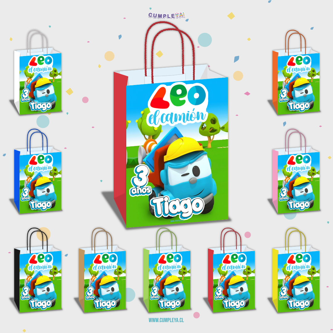 BOLSA SORPRESA LEO DE CAMION PERSONALIZADO 16X21X8CM