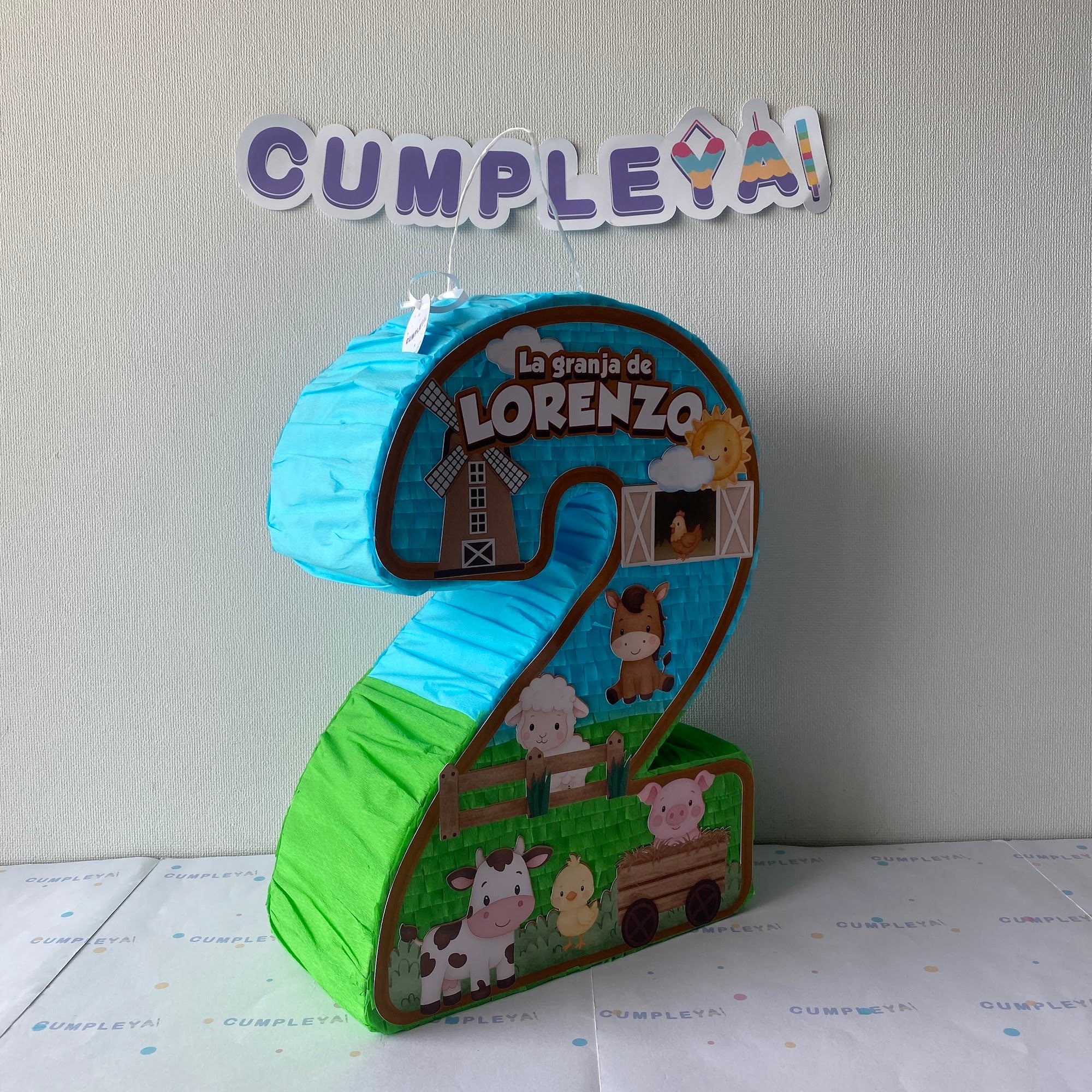 PIÑATA NUMERO 2 ANIMALITOS DE LA GRANJA 40CM PREMIUM