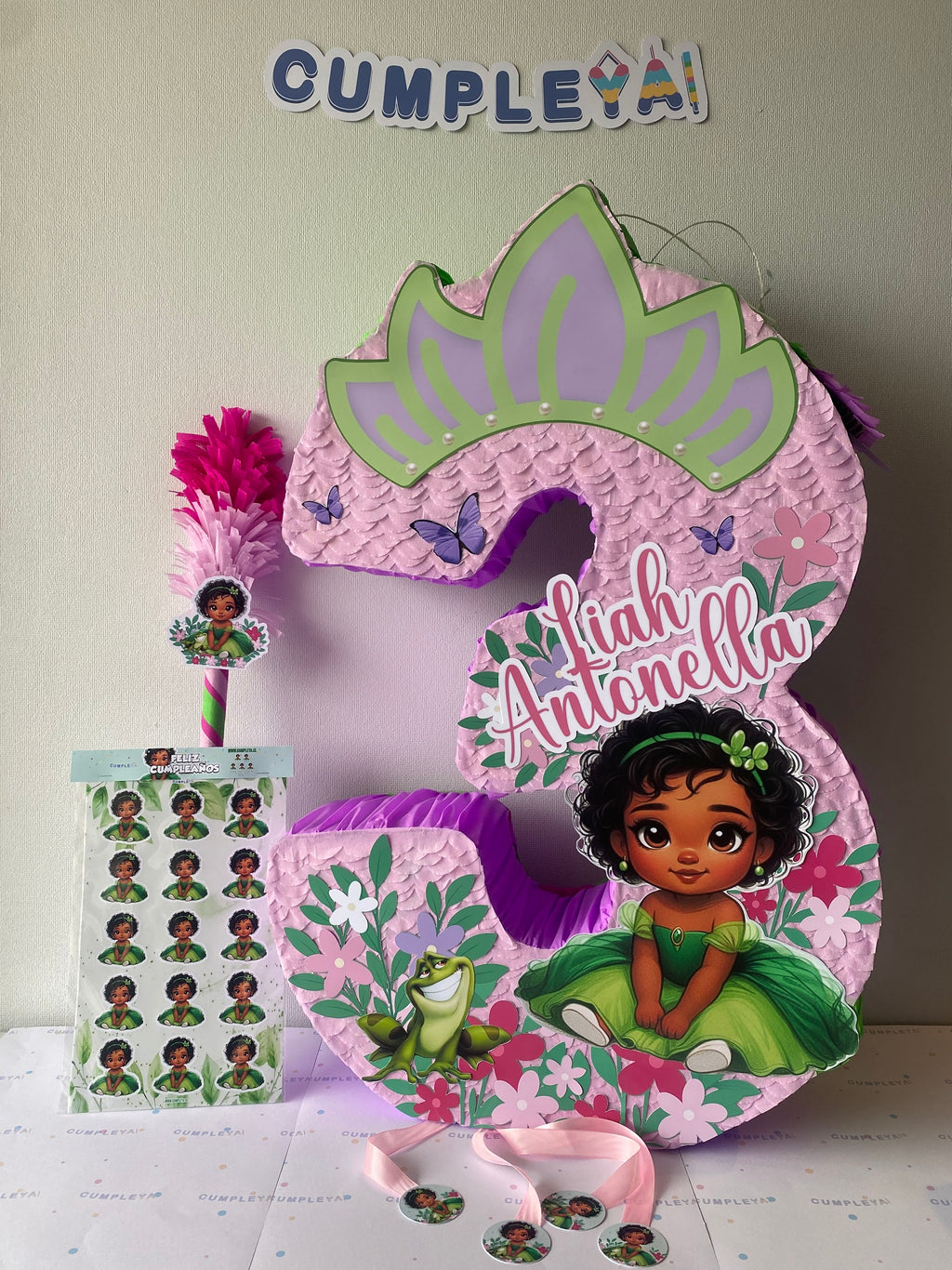 PIÑATA NUMERO 3 PRINCESA TIANA BEBE 60CM PREMIUM