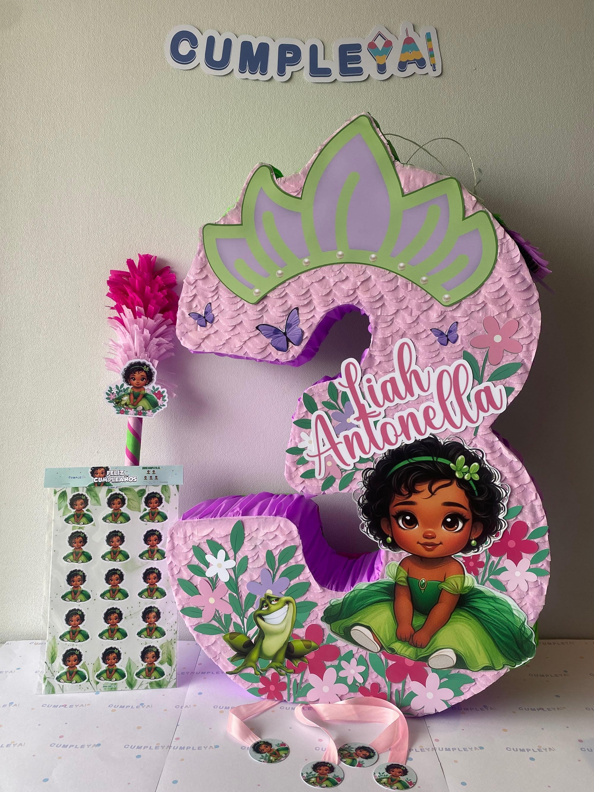 PIÑATA NUMERO 3 PRINCESA TIANA BEBE 60CM PREMIUM