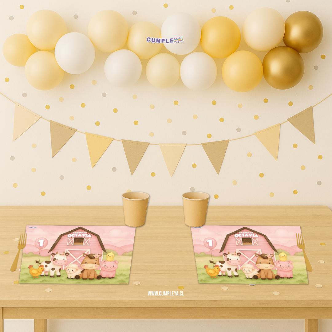 INDIVIDUALES GRANJITA ROSADA PAPEL BOND 21X30CM