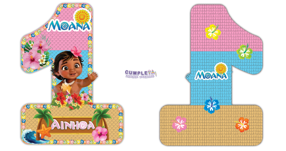PIÑATA MOANA BEBE NÚMERO 1 60CM PREMIUM