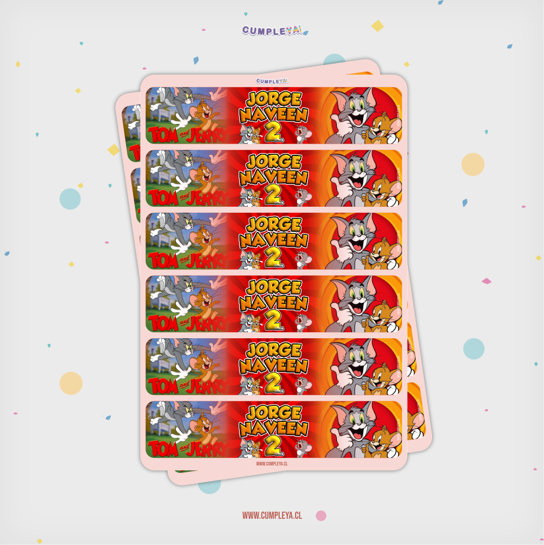 STICKER PARA BOTELLA 12 U TOM Y JERRY